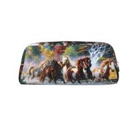 EdWal Federmäppchen mit Pferdemotiv, großes Federmäppchen, Schreibwaren, Stiftetasche, Büro, Uni, Schule, Make-up-Tasche, silber, Einheitsgröße, Kulturbeutel