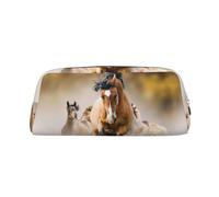 EdWal Federmäppchen mit Pferdemotiv, großes Federmäppchen, Schreibwaren, Stiftetasche, Büro, Uni, Schule, Make-up-Tasche, gold, Einheitsgröße, Kulturbeutel