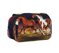 EdWal Federmäppchen mit Pferdemotiv, Leinen, großes Fassungsvermögen, multifunktionales Federmäppchen
