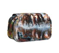 EdWal Federmäppchen mit Pferdemotiv, Segeltuch, großes Fassungsvermögen, Organizer, multifunktionales Federmäppchen