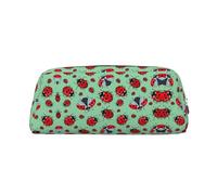 EdWal Federmäppchen mit rotem Marienkäfer auf blauem Hintergrund, großes Federmäppchen, Schreibwaren, Stiftetasche, Büro, Uni, Schule, Make-up-Tasche, Silber, One Size, Kulturbeutel