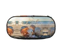 EdWal Federmäppchen mit Seestern-Muschel-Druck, großes Fassungsvermögen, großes Federmäppchen, Schreibwaren, Stiftetasche, Büro, Uni, Schule, Schwarz , Einheitsgröße, Taschen-Organizer