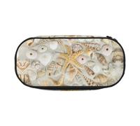 EdWal Federmäppchen mit Seestern, Muschel, Sandstrand, großes Fassungsvermögen, großes Federmäppchen, Schreibwaren, Stiftetasche, Büro, Uni, Schule, Schwarz , Einheitsgröße, Taschen-Organizer