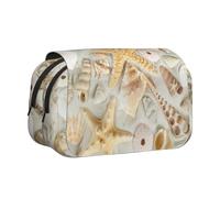 EdWal Federmäppchen mit Seestern, Muschel, Sandstrand, Leinen, großes Fassungsvermögen, Organizer, multifunktionales Federmäppchen