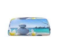 EdWal Federmäppchen mit tropischer Blume und Zen-Steindruck, großes Federmäppchen, Schreibwaren, Stiftetasche, Büro, Uni, Schule, Make-up-Tasche, silber, Einheitsgröße, Kulturbeutel