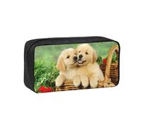 EdWal Federmäppchen mit Welpen-Motiv Golden Retriever, großes Fassungsvermögen, Federmäppchen mit Reißverschluss, langlebiges Federmäppchen für Schreibwaren