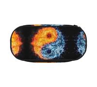 EdWal Federmäppchen mit Yin-Yang-Feuer-Wasserdruck, großes Fassungsvermögen, großes Federmäppchen, Schreibwaren, Stiftetasche, Büro, Uni, Schule, Schwarz , Einheitsgröße, Taschen-Organizer