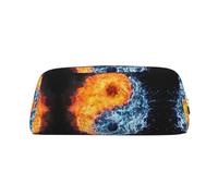 EdWal Federmäppchen mit Yin-Yang-Feuer-Wasserdruck, großes Federmäppchen, Schreibwaren, Stiftetasche, Büro, Uni, Schule, Make-up-Tasche, silber, Einheitsgröße, Kulturbeutel