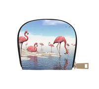 EdWal Flock of Pink Flamingos on The Beach Print Card Holder Uni Credit Card Case for Men and Women Leather Card Holder, Slim Business Card, weiß, Einheitsgröße