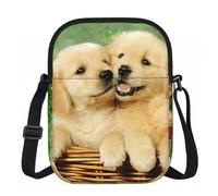 Edwal Kleine Umhängetasche für Damen, Motiv: Welpe, Golden Retriever, wasserdicht, mit verstellbarem Riemen, für Reisen, Arbeit