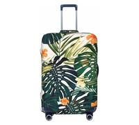 EdWal Kofferabdeckung, Motiv: tropische Sommer, Hawaii-Blume, Palmblätter, Schutz, Reisegepäckabdeckung, waschbar, kratzfest, Schwarz , L