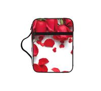 EdWal Kosmetiktasche mit rotem Rosenblüten-Druck, Kosmetiktasche mit stabilem Griff, Kulturbeutel, Tablet-Hülle, kleine Werkzeugtasche für Bücher