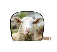 EdWal Lustige freche Schafzunge, niedlicher Tierdruck, Kartenhalter, Uni, Kreditkartenetui für Männer und Frauen, Leder-Kartenhalter, schlanke Visitenkarte, weiß, Einheitsgröße