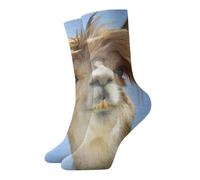 EdWal Lustige Socken mit Alpaka-Lama-Druck, warme Crew-Socken für Erwachsene, Paare, gepolsterte Stiefelsocken zum Laufen, Wandern, Sportlich