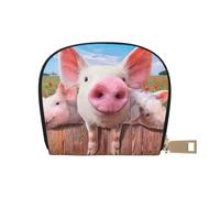 EdWal Lustiges niedliches Schweine-Druck-Kartenetui Uni Kreditkartenetui für Männer und Frauen Leder Kartenhalter Slim Visitenkarte, weiß, Einheitsgröße