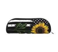 EdWal Make-up-Tasche mit Sonnenblumen- und amerikanischer Flagge, Federmäppchen, stilvolles Federmäppchen für Damen, Reise-Kosmetiktasche, silber, Einheitsgröße, Kulturbeutel
