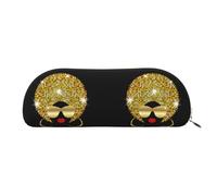 EdWal Niedliche afrikanische Frau Polka Print Make-up Tasche Federmäppchen Stiftebox Stilvolle Bleistifttasche für Frauen Reise Kosmetiktasche, gold, Einheitsgröße, Kulturbeutel