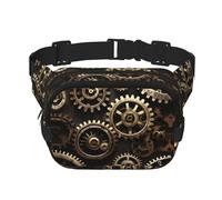 EdWal Quadratische Hüfttasche mit coolem Steampunk-Zahnrad-Druck, Workout, Wandern, Hüfttasche, Laufen, Reisen, Fitnessstudio, hübscher Reißverschluss, Schwarz , Einheitsgröße