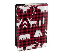 EdWal Reisepasshülle aus Leder mit Kuh-Motiv, Weihnachtsdruck, mit Kreditkartenfach, für Damen, Herren, Familienausweis, Reisen, Schwarz , Einheitsgröße