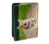 EdWal Reisepasshülle aus Leder mit niedlichem Corgi-Druck, mit Kreditkartenfach, für Damen, Herren, Familienausweis, Reisen, Schwarz , Einheitsgröße