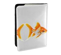 EdWal Reisepasshülle aus Leder mit niedlichem Goldfisch-Druck, mit Kreditkartenfach, für Damen, Herren, Familienausweis, Reisen, Schwarz , Einheitsgröße