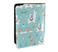 EdWal Reisepasshülle aus Leder mit niedlichem Lama-Druck, mit Kreditkartenfach, für Damen, Herren, Familienausweis, Reisen, Schwarz , Einheitsgröße