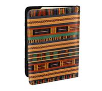 EdWal Reisepasshülle mit afrikanischem Webdruck, mit Kreditkartenfach, Leder, Reisepasshülle, für Damen, Herren, Familienausweis, Reisen, Schwarz , Einheitsgröße