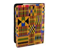 EdWal Reisepasshülle mit afrikanischem Webdruck, mit Kreditkartenfach, Leder, Reisepasshülle, für Damen, Herren, Familienausweis, Reisen, Schwarz , Einheitsgröße