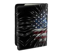 EdWal Reisepasshülle mit amerikanischer Flagge, Feuerwerk, Kreditkartenhalter, Leder, Reisepasshülle, für Damen, Herren, Familienausweis, Reisen, Schwarz , Einheitsgröße