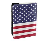 EdWal Reisepasshülle mit amerikanischer Flagge, Kreditkartenfach, Leder, Reisepasshülle, für Damen, Herren, Familienausweis, Reisen, Schwarz , Einheitsgröße