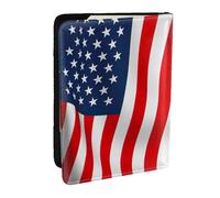 EdWal Reisepasshülle mit amerikanischer Flagge, patriotischer Druck, mit Kreditkartenfach, Leder, Reisepasshülle, für Damen, Herren, Familienausweis, Reisen, Schwarz , Einheitsgröße