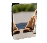 EdWal Reisepasshülle mit Basset-Hound-Aufdruck, mit Kreditkartenfach, Leder, Reisepasshülle, für Damen, Herren, Familienausweis, Reisen, Schwarz , Einheitsgröße