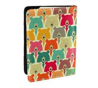 EdWal Reisepasshülle mit buntem Bären-Aufdruck, Kreditkartenfach, Leder, Reisepasshülle, für Damen, Herren, Familienausweis, Reisen, Schwarz , Einheitsgröße