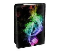 EdWal Reisepasshülle mit buntem Musiknoten-Druck, mit Kreditkartenfach, Leder, Reisepasshülle, für Damen, Herren, Familienausweis, Reisen, Schwarz , Einheitsgröße