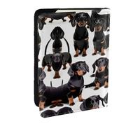 EdWal Reisepasshülle mit Dackel-Motiv, mit Kreditkartenfach, Leder, Reisepasshülle, für Damen, Herren, Familienausweis, Reisen, Schwarz , Einheitsgröße