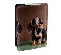 EdWal Reisepasshülle mit Dackel-Motiv, mit Kreditkartenfach, Leder, Reisepasshülle, für Damen, Herren, Familienausweis, Reisen, Schwarz , Einheitsgröße