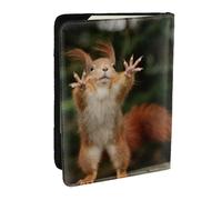 EdWal Reisepasshülle mit Eichhörnchen-Motiv, mit Kreditkartenfach, Leder, für Damen, Herren, Familienausweis, Reisen, Schwarz , Einheitsgröße