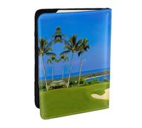 EdWal Reisepasshülle mit Golfplatz-Aufdruck, mit Kreditkartenfach, Leder, Reisepasshülle, für Damen, Herren, Familienausweis, Reisen, Schwarz , Einheitsgröße