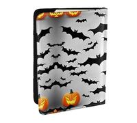 EdWal Reisepasshülle mit Halloween-Motiv mit fliegenden Fledermäusen, mit Kreditkartenfach, Leder, Reisepasshülle, für Damen, Herren, Familienausweis, Reisen, Schwarz , Einheitsgröße