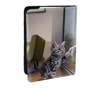 EdWal Reisepasshülle mit Katzenmotiv und reflektierendem Tiger, mit Kreditkartenfach, Leder, Reisepasshülle, für Damen, Herren, Familienausweis, Reisen, Schwarz , Einheitsgröße