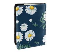 EdWal Reisepasshülle mit Kreditkartenfach, Leder, Gänseblümchen-Aufdruck, für Damen, Herren, Familienausweis, Reisen, Schwarz , Einheitsgröße