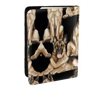 EdWal Reisepasshülle mit Kreditkartenfach, Leder, Motiv: Deutscher Schäferhund, für Damen, Herren, Familienausweis, Reisen, Schwarz , Einheitsgröße