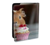 EdWal Reisepasshülle mit Kreditkartenfach, Leder, Motiv: Meerschweinchen und Cupcakes, für Damen, Herren, Familienausweis, Reisen, Schwarz , Einheitsgröße