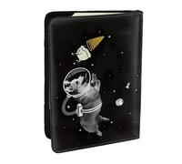 EdWal Reisepasshülle mit Kreditkartenfach, Leder, Motiv: Weltraum Corgi, für Damen, Herren, Familienausweis, Reisen, Schwarz , Einheitsgröße