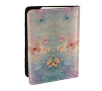 EdWal Reisepasshülle mit Kreditkartenfach, Leder, Schmetterlings-Aufdruck, für Damen, Herren, Familienausweis, Reisen, Schwarz , Einheitsgröße