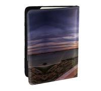 EdWal Reisepasshülle mit Leuchtturm-Aufdruck, mit Kreditkartenfach, Leder, für Damen, Herren, Familienausweis, Reisen, Schwarz , Einheitsgröße