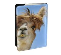 EdWal Reisepasshülle mit lustigem Alpaka-Lama-Druck, mit Kreditkartenfach, Leder, Reisepasshülle, für Damen, Herren, Familienausweis, Reisen, Schwarz , Einheitsgröße