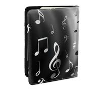 EdWal Reisepasshülle mit Musiknoten-Aufdruck, mit Kreditkartenfach, Leder, Reisepasshülle, für Damen, Herren, Familienausweis, Reisen, Schwarz , Einheitsgröße