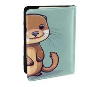 EdWal Reisepasshülle mit niedlichem Otter-Motiv, mit Kreditkartenfach, Leder, Reisepasshülle, für Damen, Herren, Familienausweis, Reisen, Schwarz , Einheitsgröße