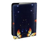 EdWal Reisepasshülle mit niedlichem Schmetterlings-Aufdruck, Kreditkartenfach, Leder, Reisepasshülle, für Damen, Herren, Familienausweis, Reisen, Schwarz , Einheitsgröße